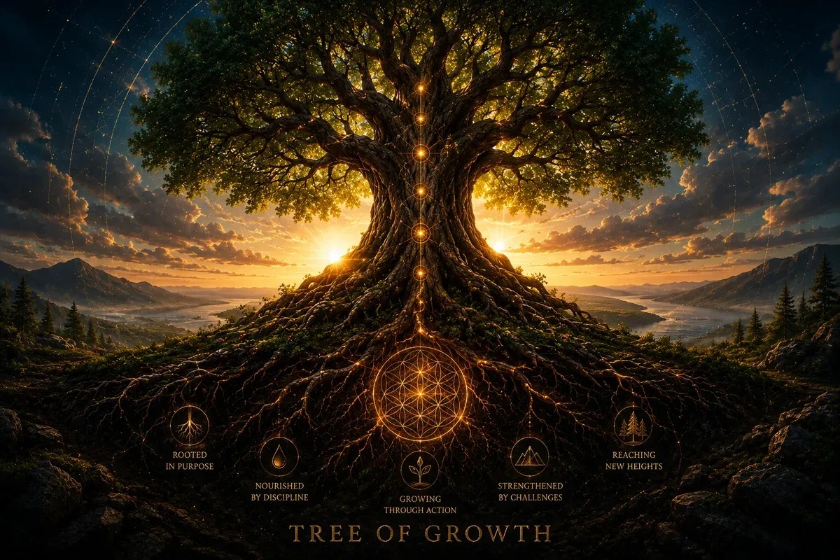 The Tree of Growth, rooted in experience and reaching toward wisdom